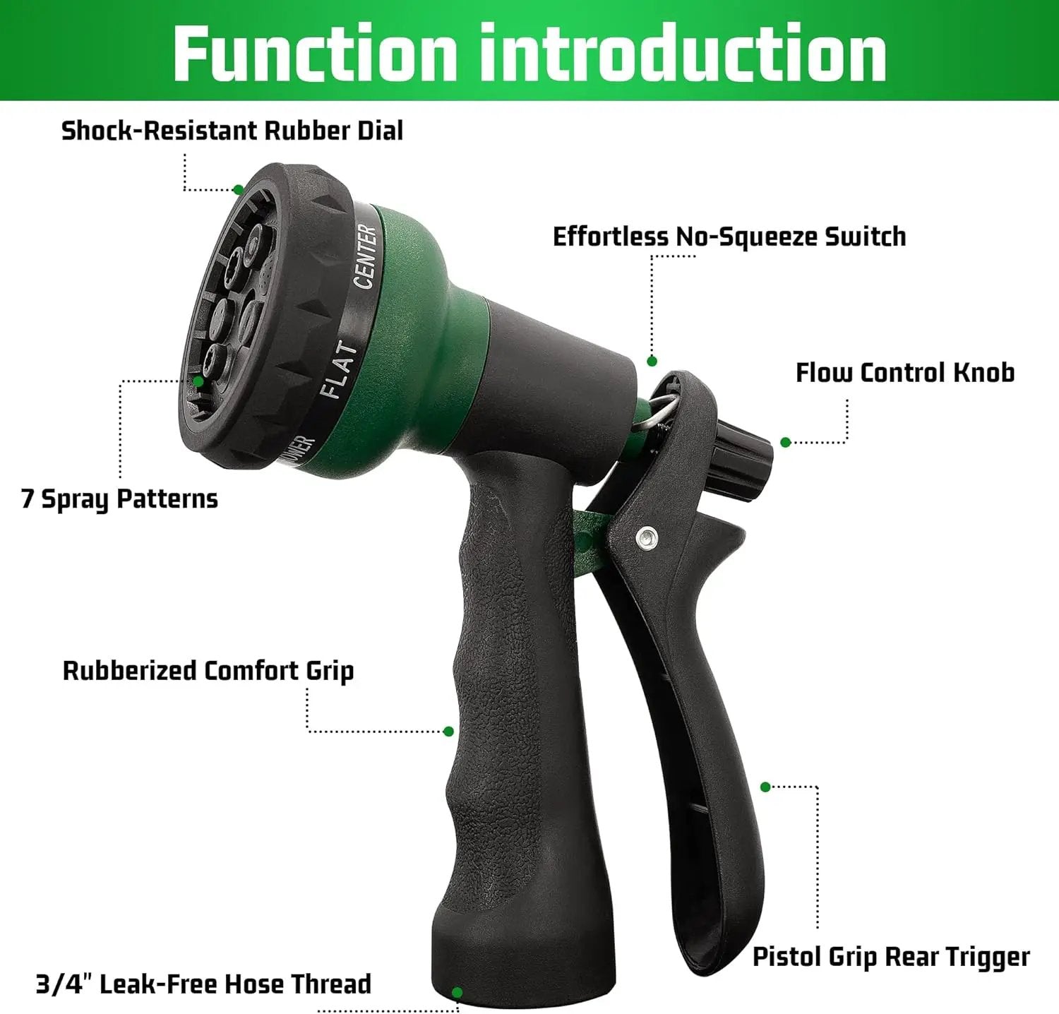 NEXCOVER Garden Hose Nozzle Sprayer - 7 Adjustable Watering Patterns Nozzle for Water Hose, Non-Slip Garden Spray Nozzle Hose Attachment for Car Washing, Watering Plants, Pets Showering,Lawns Cleaning by GreenHaven Gardens