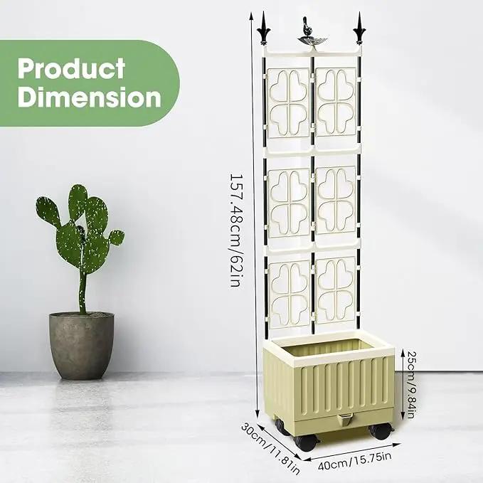 Tomato Planter Box with Trellis, 62" Self Watering Planter Trellis for Climbing Plants Outdoor, Raised Garden Bed for Garden Vegetables Flowers Herbs Indoor Outdoor by GreenHaven Gardens