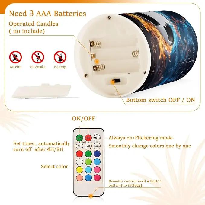 Flickering Flameless Candles, Soccer Ball LED Candles with Remote Timer, Set of 2 Battery Operated Candle for Valentine Wedding Birthday by GreenHaven Gardens