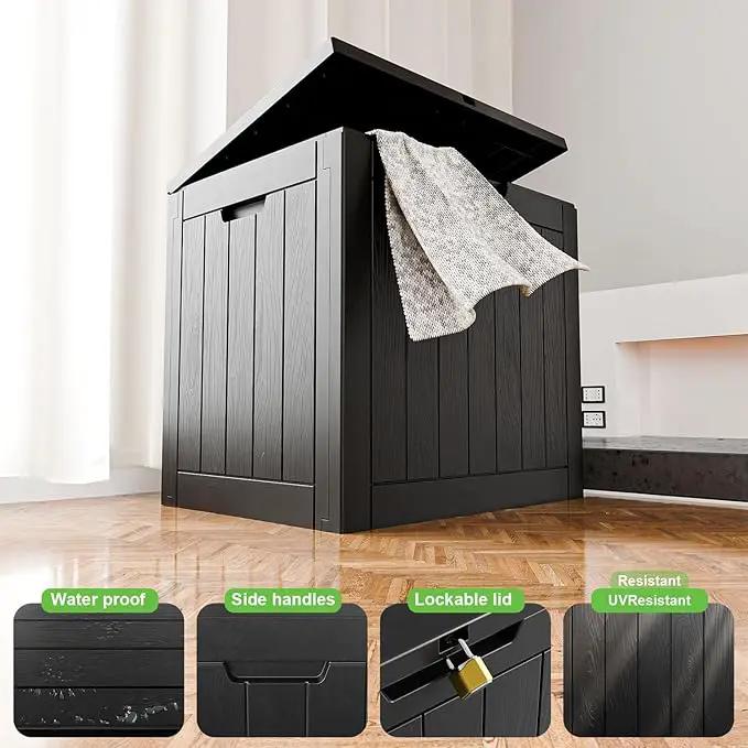 31 Gallon Waterproof Outdoor Storage Box,Resin Deck Box,Lockable Outside Storage Box Container for Patio Furniure,Garden (31 Gallon Black) by GreenHaven Gardens