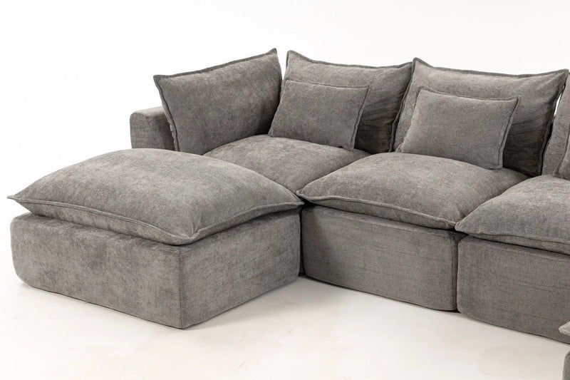 129.8" Width Modular Sectional Sofa with 2 Ottomans by HouseOfZazla