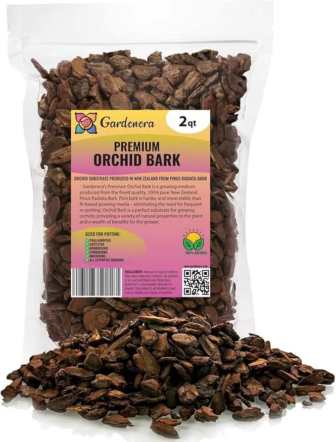 Premium Grade New Zealand Pinus Radiata Bark by Gardenera - Organic Hand Mixed New Zealand Pine Bark for Orchids - Medium Chips 9-12mm - 2 Quart by GreenHaven Gardens