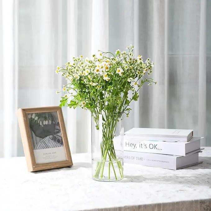 Clear Flower Vase, Non-breakable Vases, 4" W x 8" H, Acrylic Vase, Aesthetic Room Decor Cylindrical Modern Flower Vases for Table Centerpiece, Home Decor, Women Floral Arrangement Gift by GreenHaven Gardens