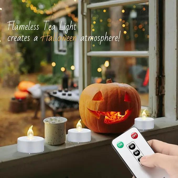 Tea Light Candles with Remote Control,24pack Flickering Flameless LED Candle,Long Lasting 400+Hours,Battery Operated with Timer for Home Decoration Seasonal &Festival Celebration WarmYellow by GreenHaven Gardens
