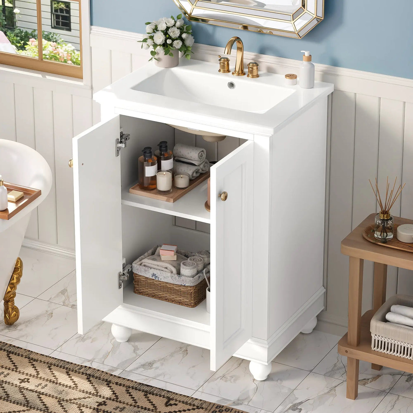 24 Inch Modern Bathroom Vanity Cabinet With Ceramic Sink by HouseOfZazla