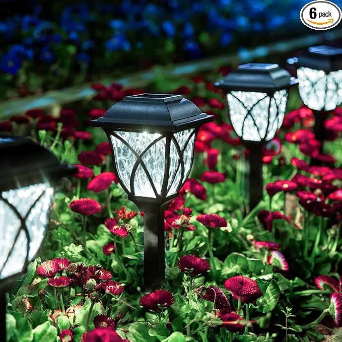 GIGALUMI Solar Lights Outdoor Waterproof, 6 Pack LED Solar Garden Lights, Solar Lights for Outside, Garden Decor for Yard, Patio, Landscape, Planter, Walkway (Cold White) by GreenHaven Gardens