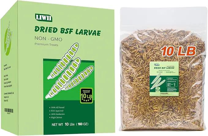 10LB Dried Black Soldier Fly Larvae, 86X Calcium Than Dried Mealworms, High Protein Non-GMO Organic Chicken Feed by GreenHaven Gardens