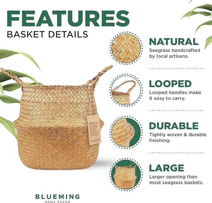 Plant Basket – Large Wicker Indoor Planter for Artificial Olive Tree Pot, 9-10 Inch Woven Baskets for Faux House Plants (Original, Large) by GreenHaven Gardens