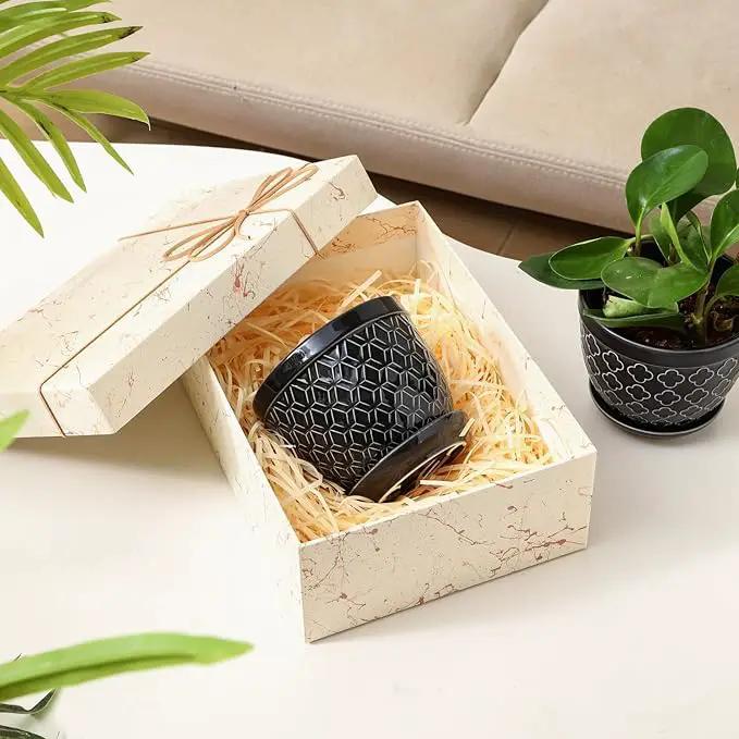 Sureasy Ceramic Plant Pots, 4.7 Inch Flower Pots for Indoor Plants, Succulent Pots with Saucer and Drainage Hole, Decorative Planter for Succulent, Cactus, Set of 4, Black by GreenHaven Gardens