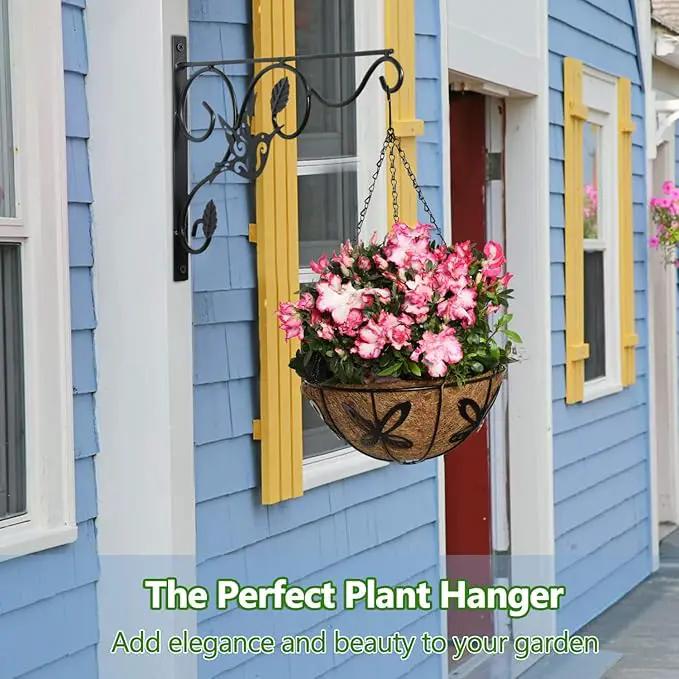 Hanging Plants Bracket, 2 Pack 12 inch Wall Planter Hook with Iron Screws Included, Decorative Plant Hanger for Bird Feeders, Wind Chimes Indoor, Flower Pot, Lantern, Outdoor Indoor Patio Decor by GreenHaven Gardens