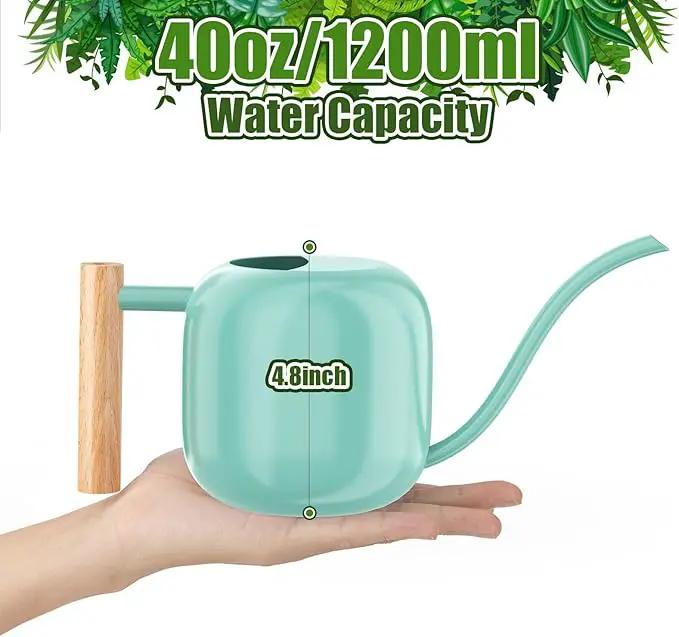 Green Moon Water Can Indoor Plant Mint Green 1.2L/41oz Metal Stainless Steel Water Can Indoor Outdoor with Long Spout for House Plant Bonsai Outdoor Garden Flowers by GreenHaven Gardens