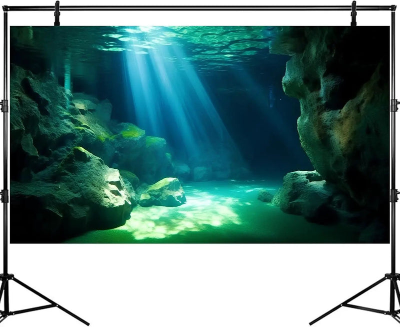 Underwater Fish Tank Background Under The Sea Cave Style Aquarium Background Ocean Floor Cave Sunlight Fish Tank Backdrop Tropical Fish Aquarium Terrarium Backgrounds Decorations 72x16in by GreenHaven Gardens