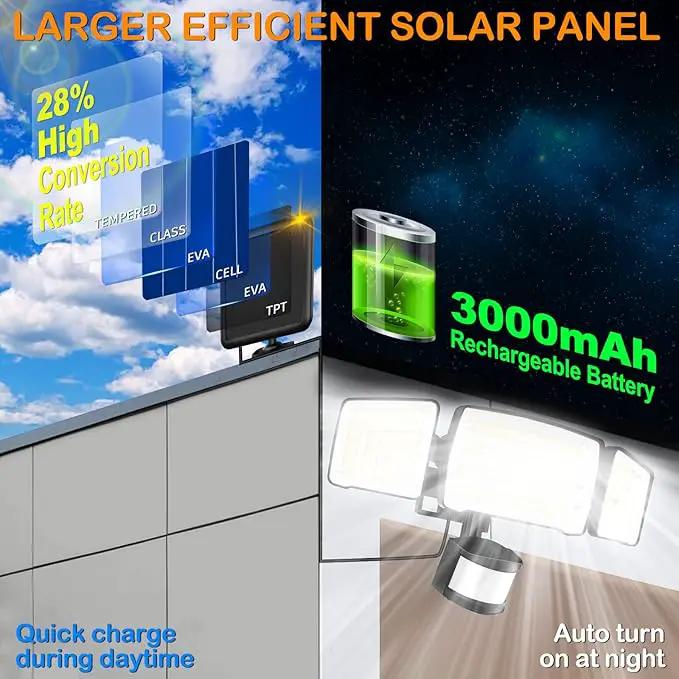 Solar Motion Sensor Flood Lights Outdoor - 4000LM 4 Lighting Modes, 72FT Sensing Distance, Split 3000mAh Solar Panel, IP65 Waterproof Security Lights with Remote for Porch Yard Patio Garage by GreenHaven Gardens