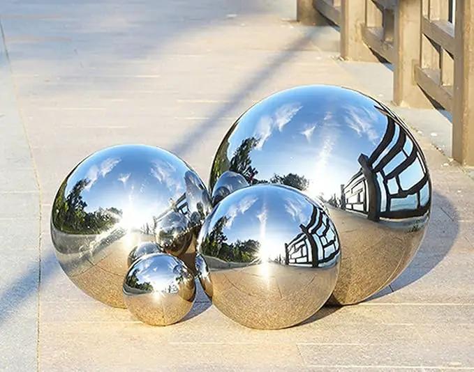 Nerien Gazing Ball, 2 Inch Stainless Steel Garden Mirror Globe, Polished Ornament Sphere, Hollow Floating Reflective Hemisphere, for Home Outdoor Pond Housewarming Swimming Decoration, Silver, 5pcs by GreenHaven Gardens