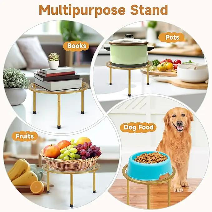 5 Pack Metal Plant Stand, Anti-Rust Iron Plant Stands for Indoor and Outdoor, Heavy Duty Flower Pot Stands for Multiple Plant, Black Potted Plant Holder for Garden Home (5 Pack Gold) by GreenHaven Gardens