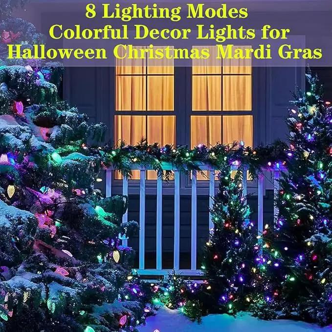 Solar Mardi Gras Lights - Yellow Green Purple Decor, 50 LEDs 8 Modes Waterproof Outdoor C6 Strawberry Garden for Camping, Holiday, Arbor, Fence, Balcony Decorations by GreenHaven Gardens