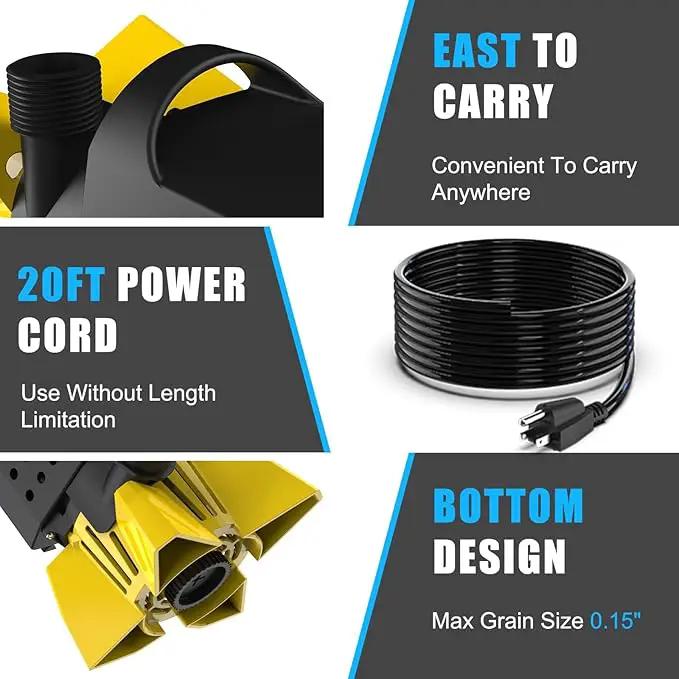 3200GPH Sump Pump - 100W Submersible Water Pump with Barrier Bag, Ultra Quiet Aquarium Pump with 33FT Power Cord for Pond, Waterfall, Fish Tank, Statuary, Hydroponic, Yellow by GreenHaven Gardens