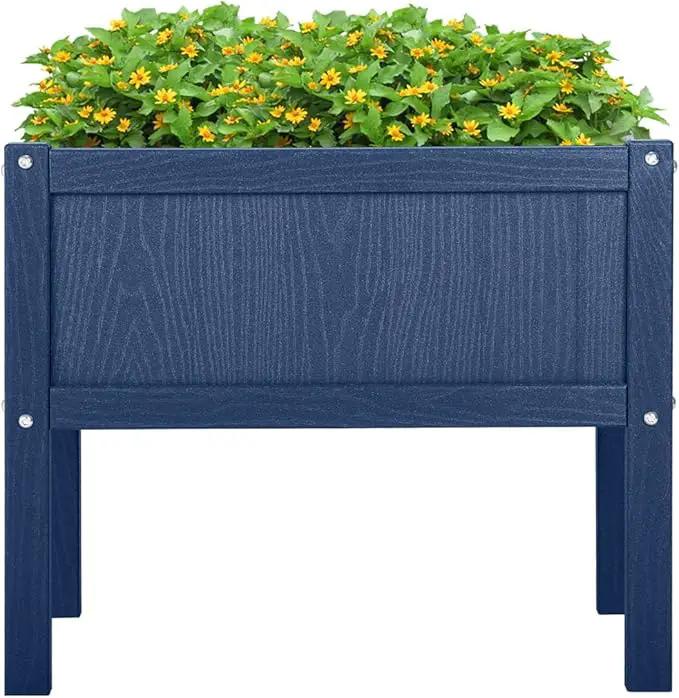 Raised Garden Bed with Drainage Hole Waterproof HDPE Elevated Planter Box with Legs Stable and Durable to Plant Herb Vegetable Flower,Patio,Balcony Outdoors/Indoors Navy by GreenHaven Gardens