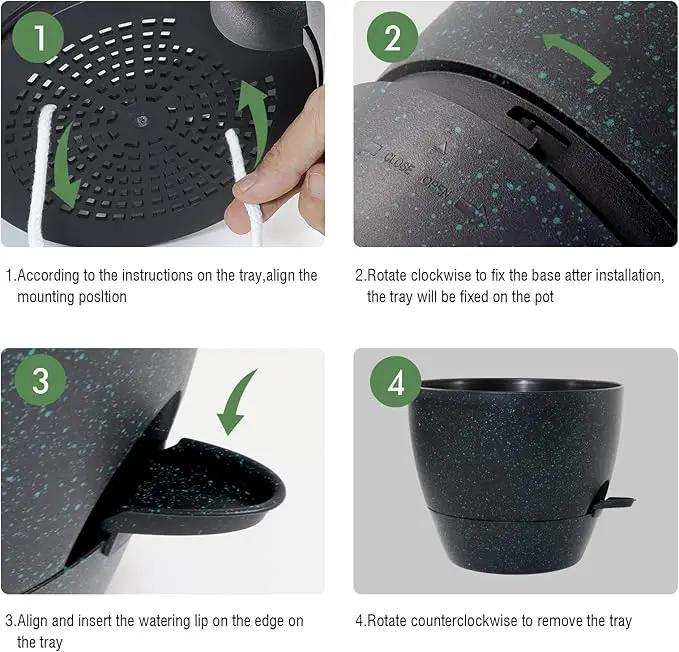 10 Inch Self Watering Hanging Pots, 2 Pack Hanging Planters with 40oZ Deep Reservior for Indoor Outdoor Plants Flowers, Black Speckles by GreenHaven Gardens