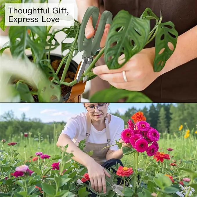 Flower Scissors, Strong Floral Shears, Premium Steel Garden Pruning Shears Floral Fruits Leaf Scissors Hand Pruner Snip Trimming Tool for Gardening Flower Arrangement, Avocado Green by GreenHaven Gardens