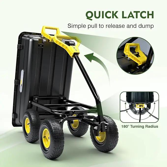 Garden Dump Cart, Heavy-Duty Utility Wagon with 900 lb Capacity, 5 Cu Ft Bed, 10" Pneumatic Tires, 180° Pivot Steering for Yard, Lawn, and Beach Use by GreenHaven Gardens