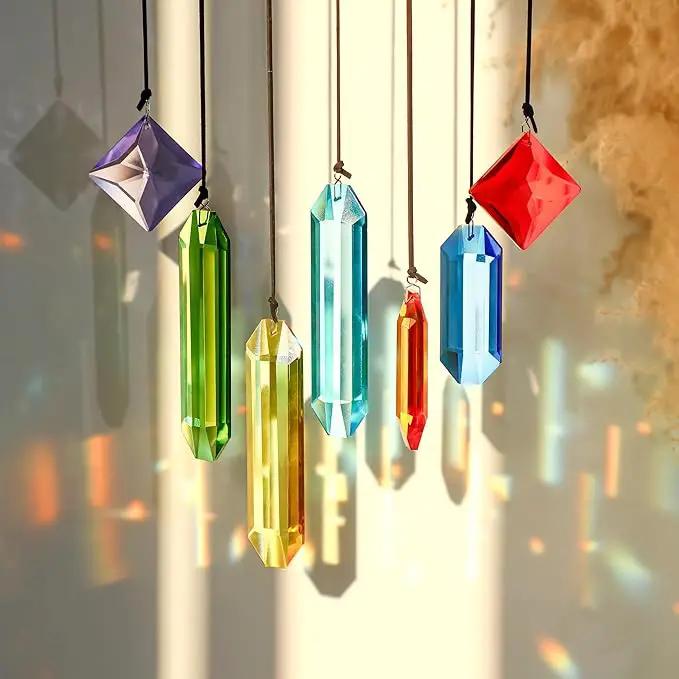 HDCRYSTALGIFTS 7pcs Prisms Crystal Suncatchers for Windows Hanging Rainbow Maker Sun Catchers with Crystals Indoor Outdoor Home Garden Decor by GreenHaven Gardens