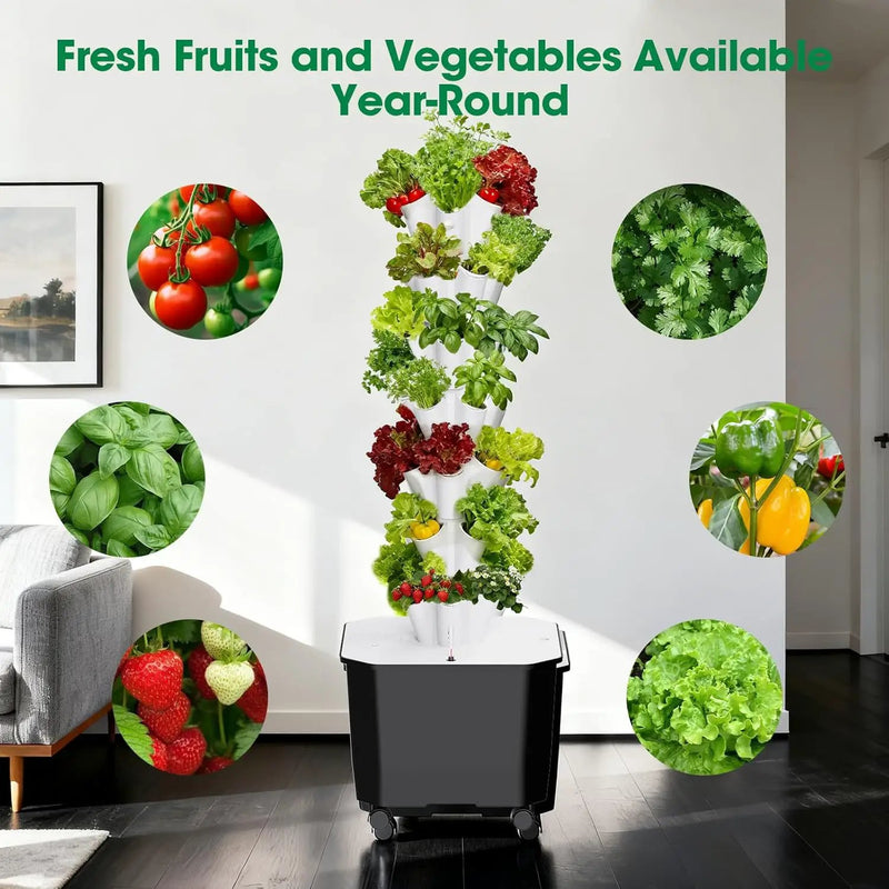 Vertical Hydroponic Tower,7Layer 35 Pods Tower Garden Growing System with 12V Water Pump& 24h Smart Timer,BPA-Free Modular Indoor/Outdoor for Hydroponic Gardening Lovers Planting Vegetables by GreenHaven Gardens