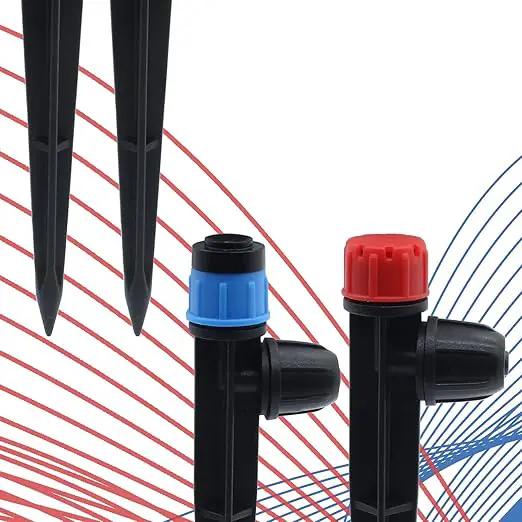 50 PCS Quick-Connect Drip Irrigation Emitters with Adjustable Water Flow - Sprayer for 1/4 inch Irrigation Tubing - 360 Degree Sprayer Perfect for Irrigation System Watering Kit(Red & Blue) by GreenHaven Gardens