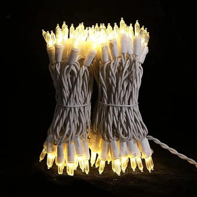 White LED Christmas Lights - 2 Pack 100 Count Warm White Christmas String Lights for Tree, Party, Wedding, Holiday, Indoor and Outdoor Decor, 2 Sets 33 Feet White Wire, UL Certified, Connectable by GreenHaven Gardens