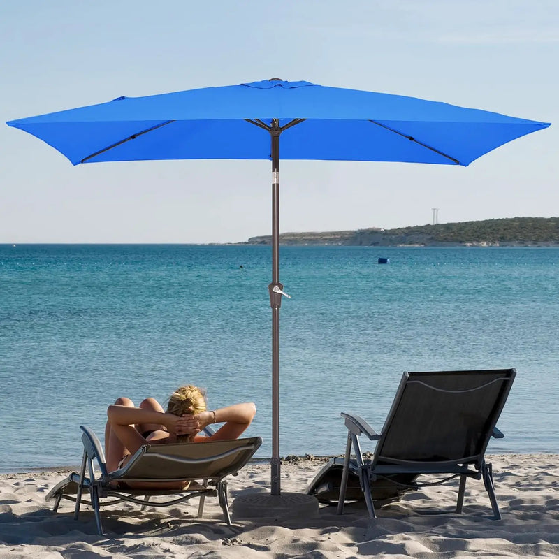 JEAREY 6.5x10 ft Rectangular Patio Umbrellas Outdoor Market Umbrella with Push Button Tilt and Crank, Rectangle Table Umbrella 6 Sturdy Ribs UV Protection for Pool Garden Backyard Deck, Royal Blue by GreenHaven Gardens