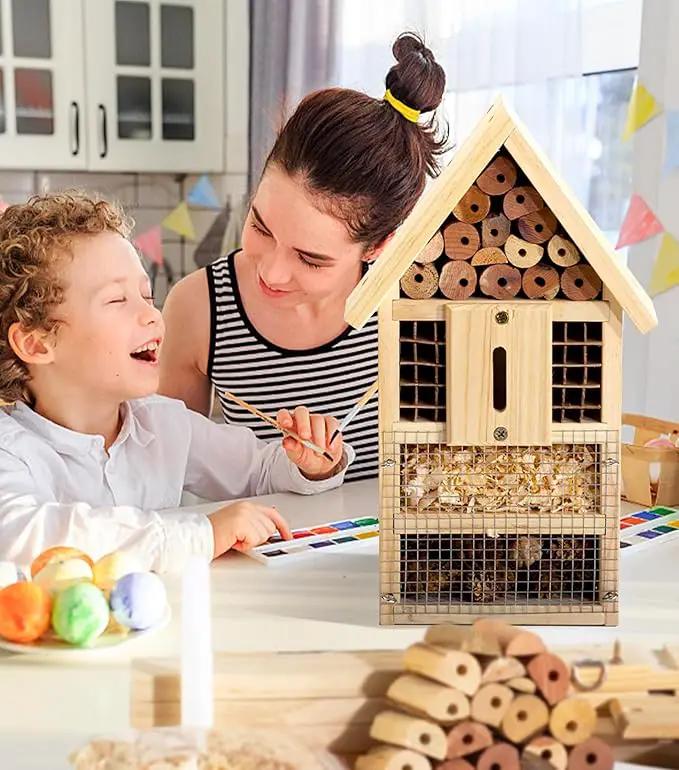 2 PK Large Cedar Wood Insect House Kit for DIY Project Backyard Insect House, Bee House, Nesting Habitat Shelters, Garden Shelter for Bees, Butterflies, Bugs by GreenHaven Gardens