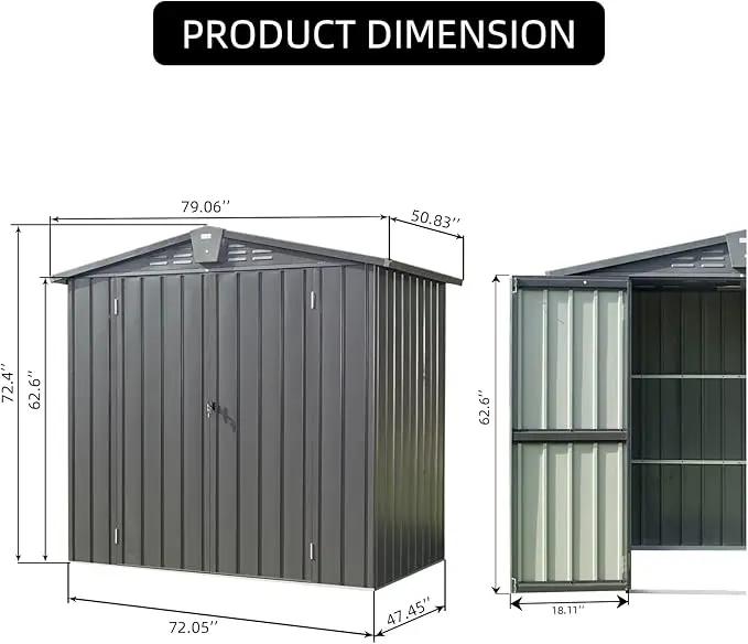 Domi Outdoor Storage Shed 6.5’ x 4.2’, Metal Garden Shed with Galvanized Steel Frame for Bike, Tools, Lawn Mowers, Outdoor Storage Cabinet with Lockable Door for Garden Lawn Patio (Dark Grey) by GreenHaven Gardens