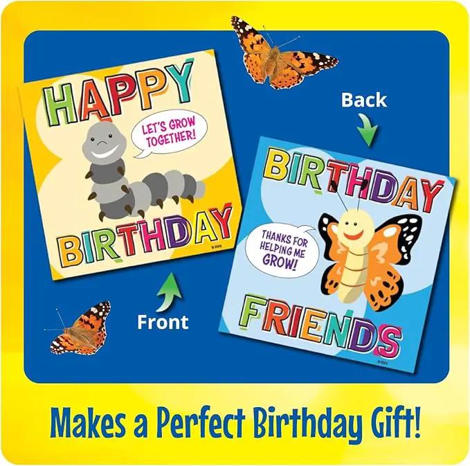 Insect Lore Butterfly Garden with Giant Birthday Card | 5 Live Baby Caterpillars | STEM Journal, Habitat, Chrys-A-Lid, Feeder | Raise and Release Painted Lady Butterflies by GreenHaven Gardens