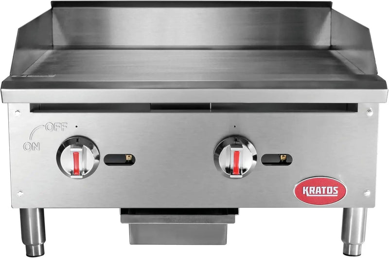 Kratos 24" Wide Commercial Countertop Griddle, Gas Hot Plate for Restaurants, Manual Controls, 2 Independent Burners, Powerful 60,000 BTU Output (29Y-004) by GreenHaven Gardens
