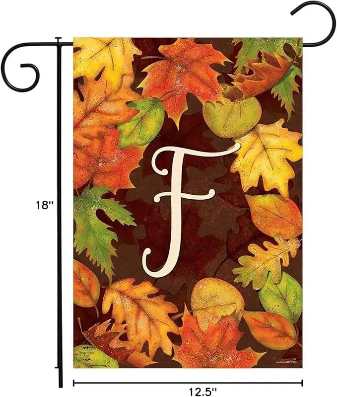 Briarwood Lane Fall Leaves Monogram Letter F Garden Flag by GreenHaven Gardens