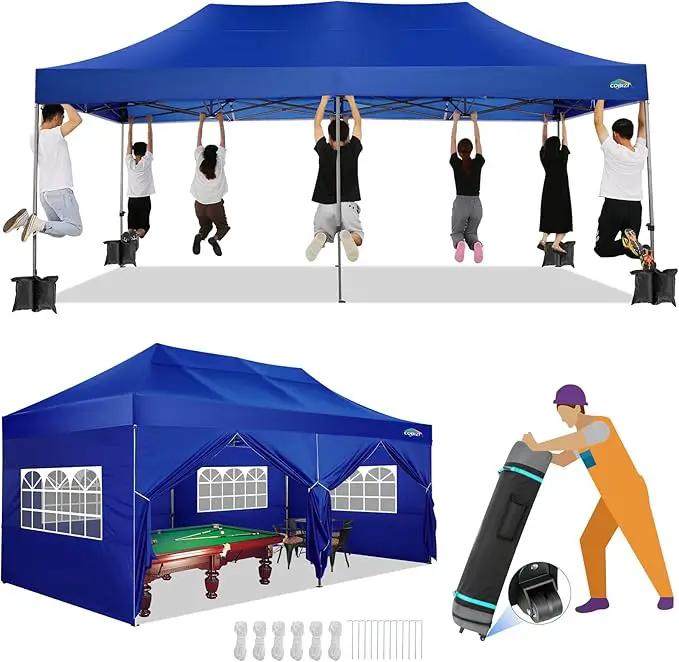COBIZI 10x20 Canopy with Sidewalls, Heavy Duty Party Tent Pop up carpas para Fiestas, Tents for Parties, Wedding, Outdoor Ez up Foldable Portable Canopy Tent with Wheeled Bag, Navy Blue Upgrade by GreenHaven Gardens