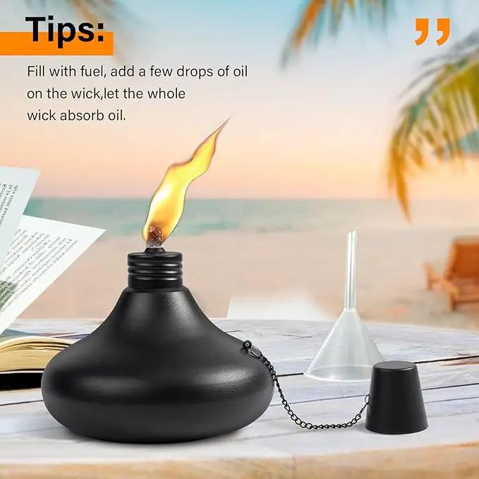 Upgraded Tabletop Torches Set of 4, 24oz Citronella Candles for Outdoor, Metal Table Top Torches for Outside, Refillable Torch Lanterns for Patio, Yard, Deck, Garden, Party by GreenHaven Gardens