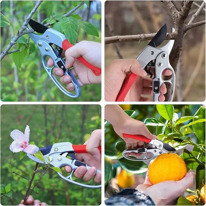 Ultra Sharp Germany Steel Pruning Shears - Cuts 3X Easier, Weak Hand Arthritis Snips, Rust-Resistant, Effortlessly 1-Inch Cut Capacity Garden Scissors, Ergonomic Handle (Red) by GreenHaven Gardens