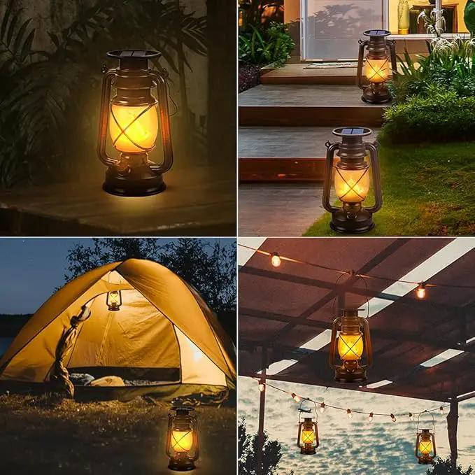 Solar Lantern Outdoor Hanging Solar Lights Dancing Flame Led Waterproof Camping Lamps, Landscape Decor for Table Patio Garden Yard Pathway Porch 2 Pack by GreenHaven Gardens