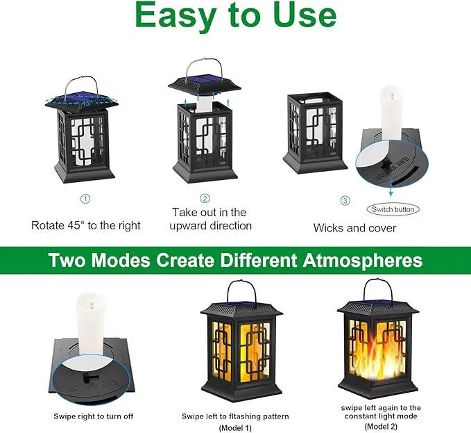 Solar Lanterns Outdoor Waterproof, Hanging Solar Lights for Outside Black Hanging Solar Powered Lantern Decorative for Garden Yard Patio, 1 Pack by GreenHaven Gardens