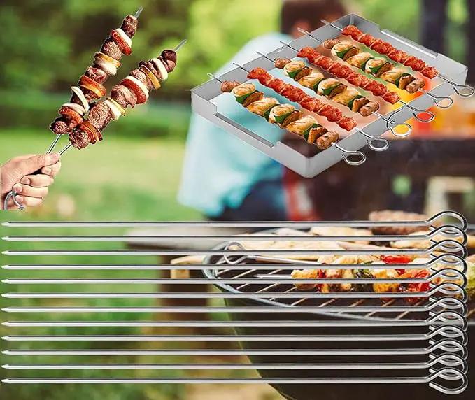 12 inch Barbecue Skewers Metal BBQ Sticks,12Pack Stainless Steel Square Skewer,Kebob,kabob Sets for Grill Outings Cooking (BBQ Skewers Square 12inch-12p) by GreenHaven Gardens