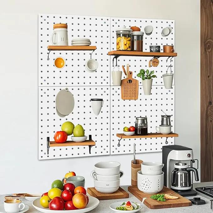 4 Pack Steel Peg Board,Universal 1/8 and 1/4 Pegboard Accessories,Ideal for Garage Tool Storage, Office Organization, Craft Room, Kitchen etc. (White, 4-12X12) by GreenHaven Gardens