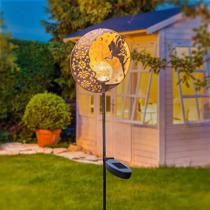 Tryme Solar Fairy Garden Lights - Moon Star Glass Globe Pathway Stake, Waterproof Outdoor Decorative Lights for Patio, Yard, Lawn by GreenHaven Gardens