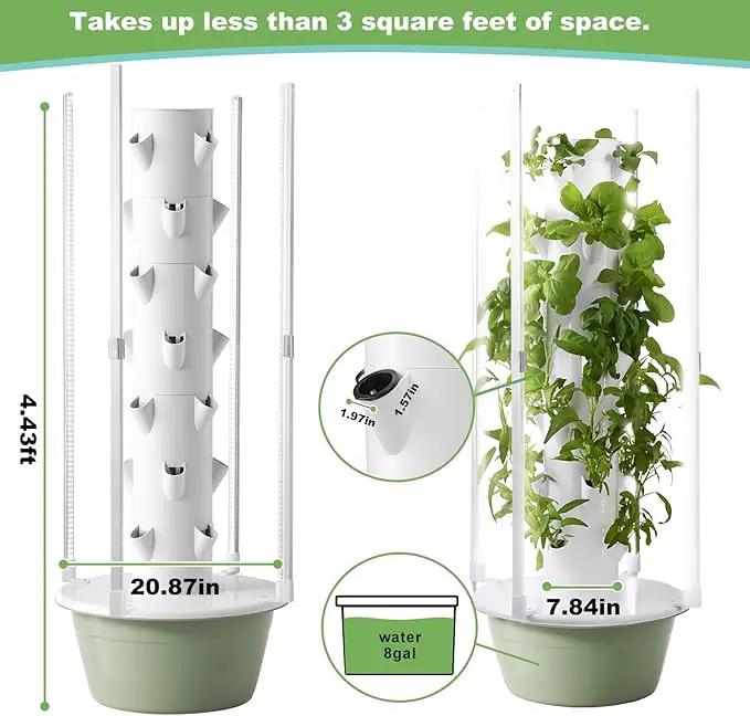 Vertical Hydroponic Growing System Kit – LED Grow Lights, Hydroponic Vegetable Tower,Inddor Lettuce Growing Garden,28 Plant Sites, for Indoor & Outdoor Gardening,Full Spectrum by GreenHaven Gardens
