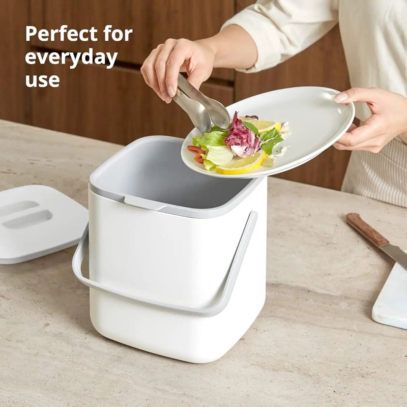BLUE GINKGO Kitchen Compost Bin [5L / 1.32 GAL] – Filter-Free, Odor-Tight Countertop Food Waste Pail with Handles (Made in Korea, Pink) by GreenHaven Gardens