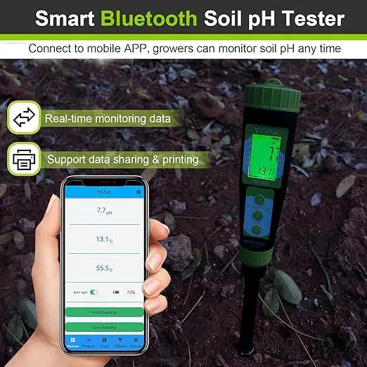Digital Soil pH Moisture Tester,Plant Moisture pH Meter for Soil and Water,Great Soil Test Kit for Gardener,Digital 4 in 1 Soil Temp Moisture pH EC Tester for Lawn,Indoor&Outdoor Plant,Potting,Farm by GreenHaven Gardens