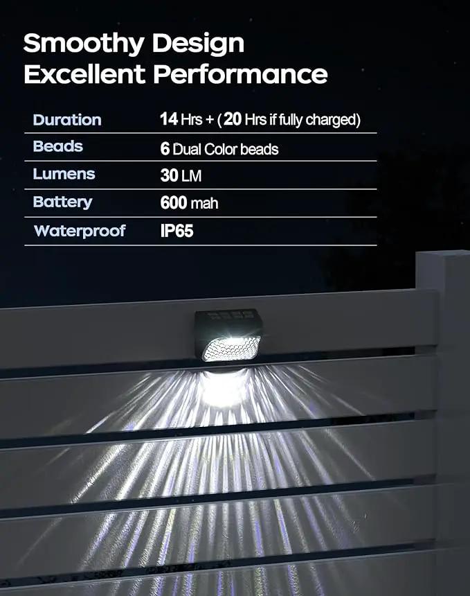 Solar Step Lights 30 LM, 2 Modes Solar Fence Light Waterproof for Wall, Rail, Porch, Backyard, Garden, Decorative Solar Lights for Outside, Garden Solar Lights Decorative 6 Pack by GreenHaven Gardens