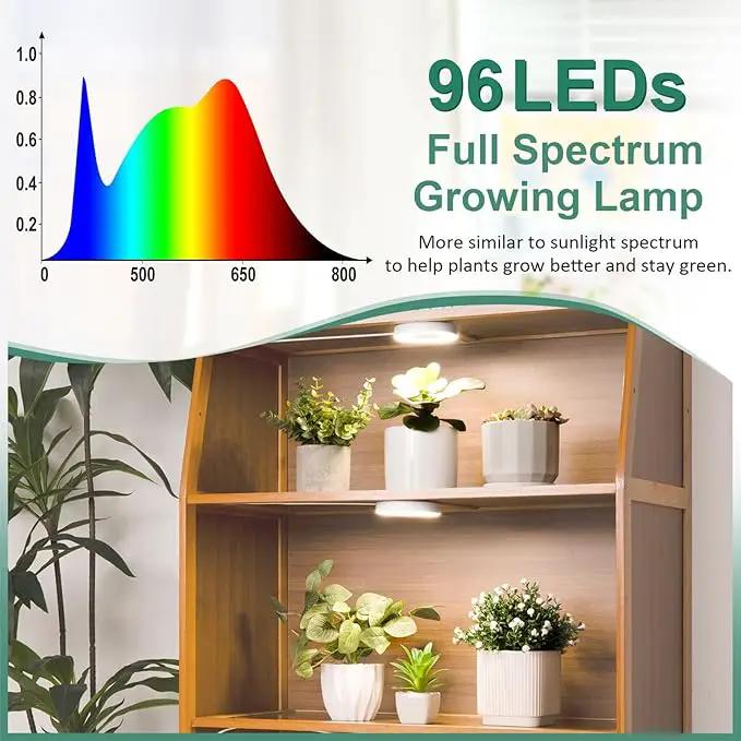 LORDEM Grow Light for Indoor Plants, 48 LEDs Ceiling Full Spectrum Plant Light, 5V Corded Growing Lamp with 4/8/12H Auto Switch, 4 Dimmable Brightness Levels, Single-Head, 2 Pack by GreenHaven Gardens