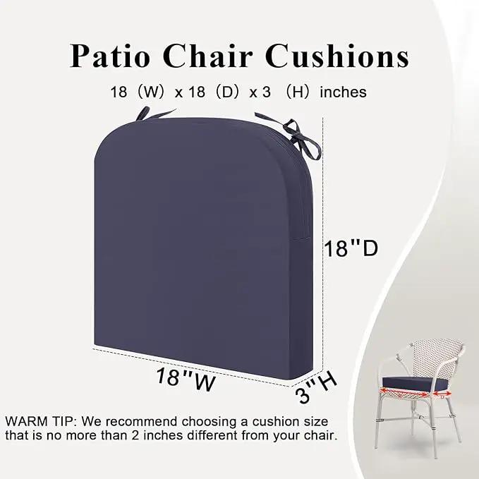 Outdoor Chair Cushions Set of 2, Waterproof Foam Patio Seat Cushions with Ties for Garden Sofa & Dining Furniture, 3-Year Color Fastness, 18x18x3 Inch, Grey by GreenHaven Gardens