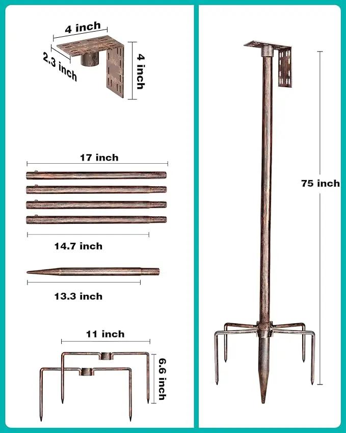Bird Feeder Pole – 75 Inch Height Bird House Pole with 1-Inch Dia Heavy Duty for Birdfeeders, Feeding Stand with Mount Kit for Outdoor, Slip-Fit Connection, Copper Brushed by GreenHaven Gardens
